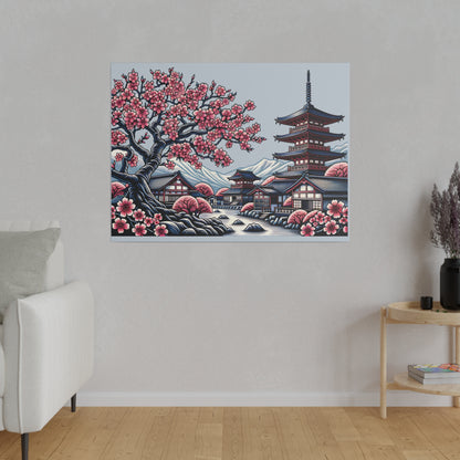 Japanese village Print Matte Canvas, Stretched, 0.75"