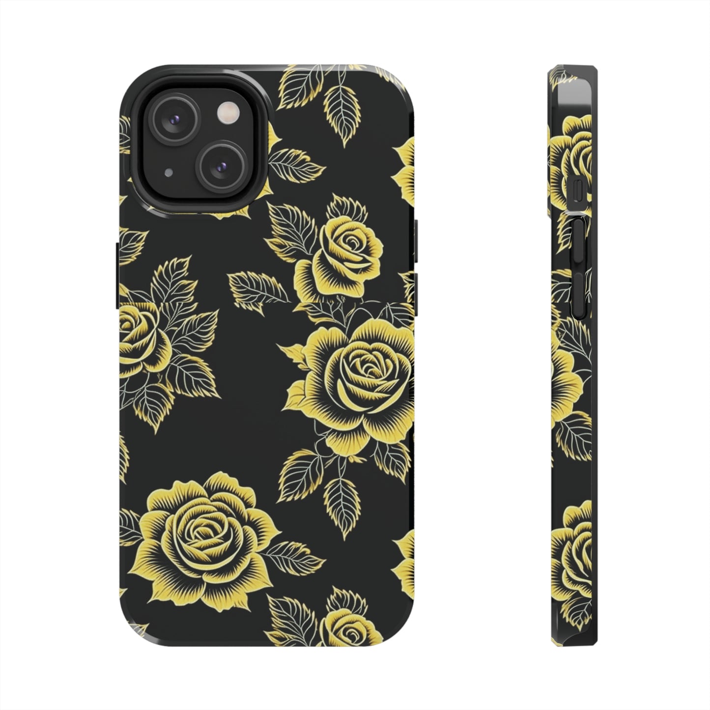 gold rose iphone case, black iphone case, Tough iPhone Case