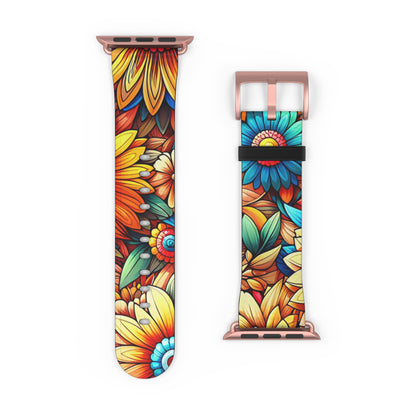 Sunflowers Faux Leather Apple Watch Band