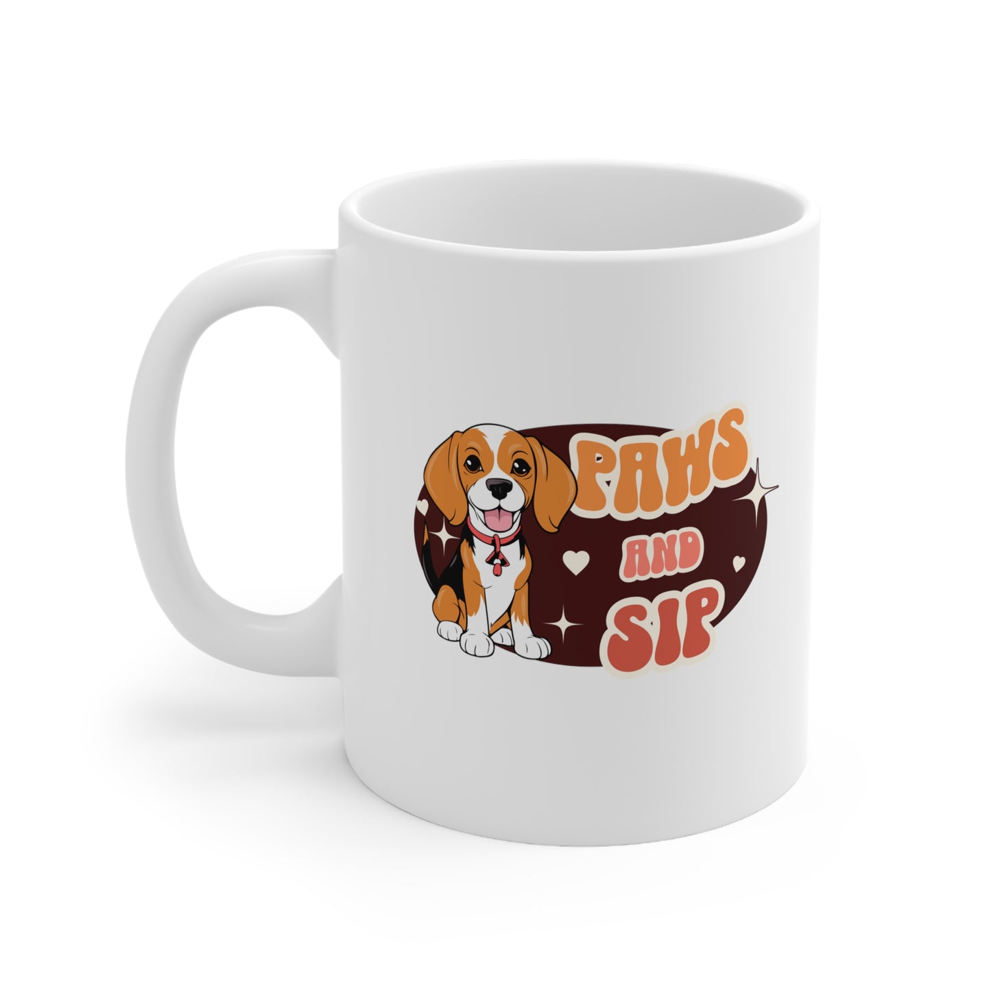 Paws and sip, puppy mug, dog lover mug, Ceramic Mug 11oz