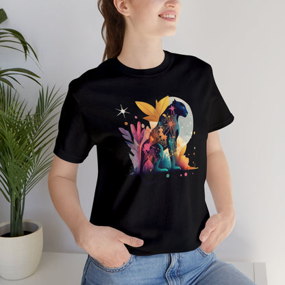 Panther shirt, colorful shirt, graphic tee, animal lover shirt, watercolor shirt