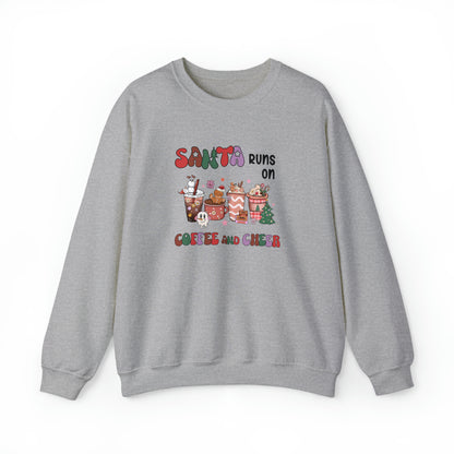 Santa runs on coffee and cheer Crewneck Sweatshirt, christmas Sweatshirt