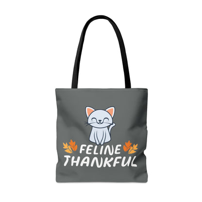 Feline thankful tote bag, cat Tote Bag, Thanksgiving cat tote bag