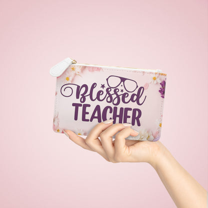 Blessed teacher clutch bag, Mini Clutch Bag, teacher clutch bag, Cruelty-Free Faux Leather, Vegan