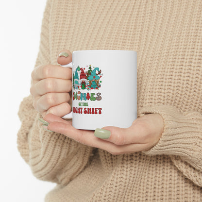 Gnomies of the night shift, christmas nurse mug, Ceramic Mug 11oz