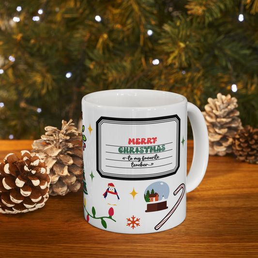 Christmas teacher mug, christmas gift for teacher, Ceramic Mug 11oz