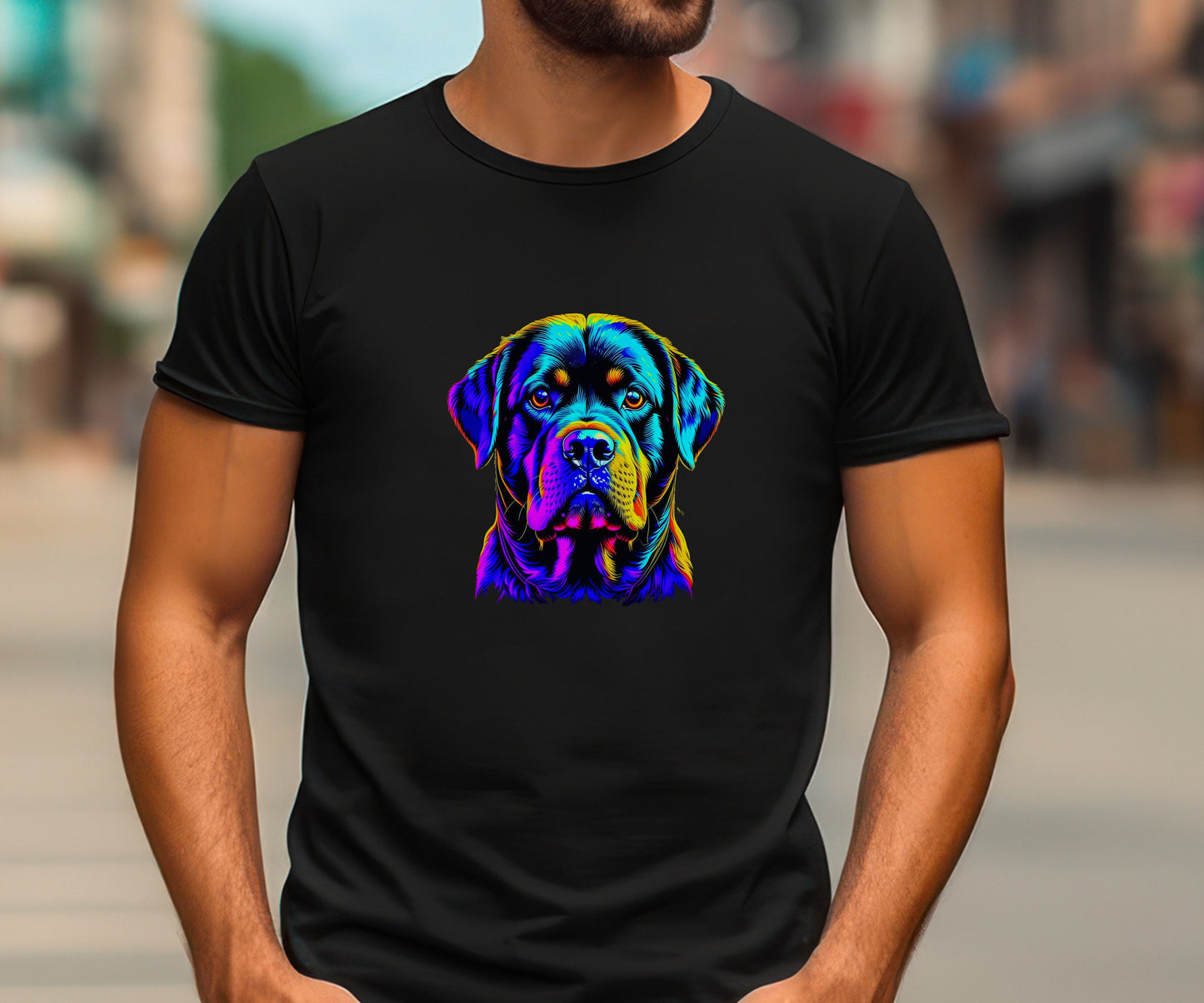 Rottweiler shirt, colorful shirt, psychedelic shirt,  dog lover shirt