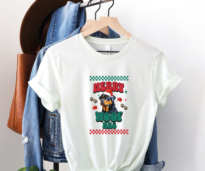 Merry Woofmas, Rottweiler lover shirt, christmas Rottweiler shirt