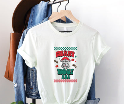 Merry Woofmas, pitbull lover shirt, christmas pitbull shirt