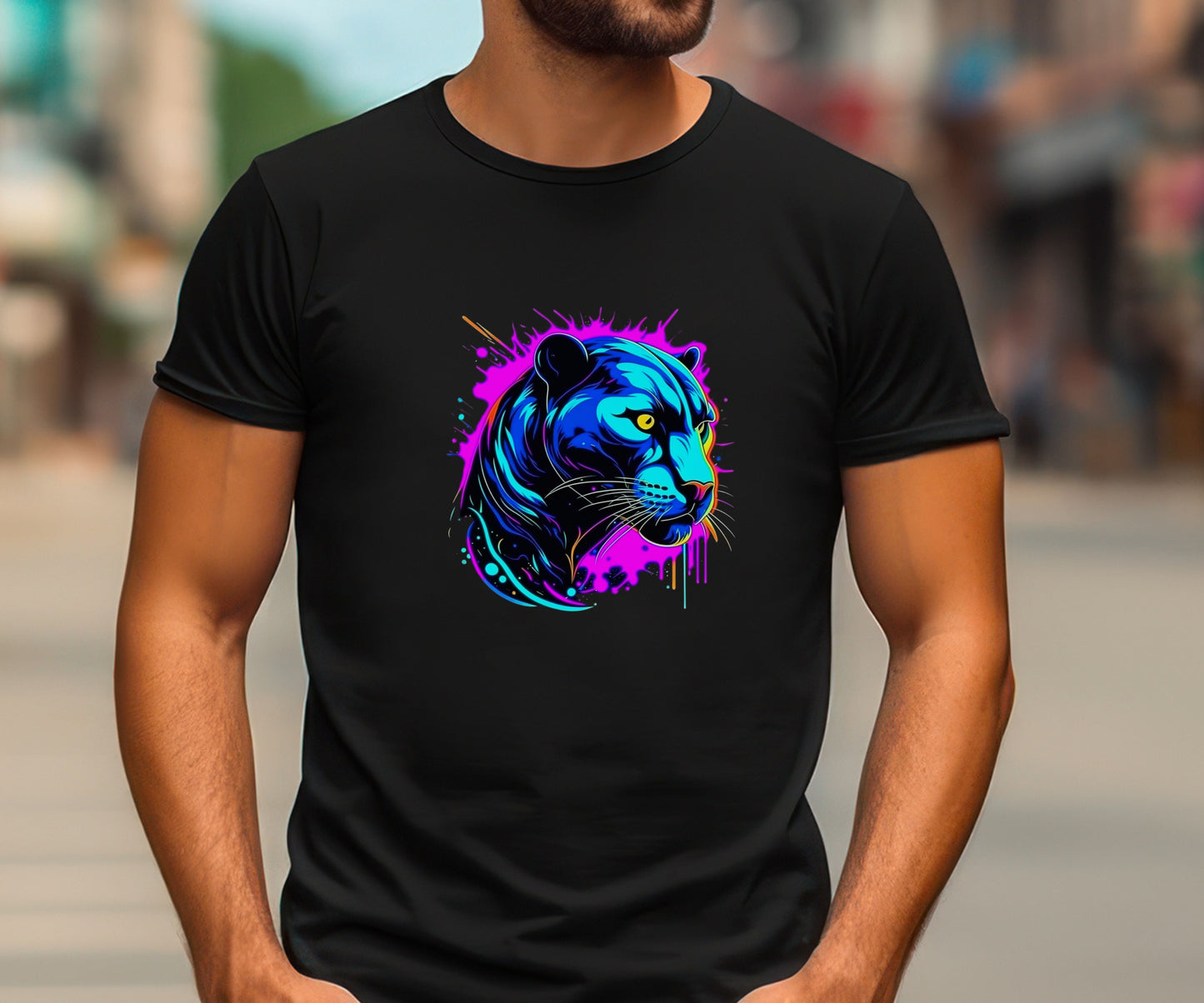 Panther shirt, colorful shirt, psychedelic shirt