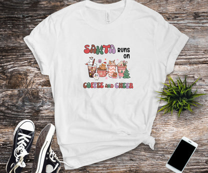 Santa runs on coffee and cheer, funny santa shirt