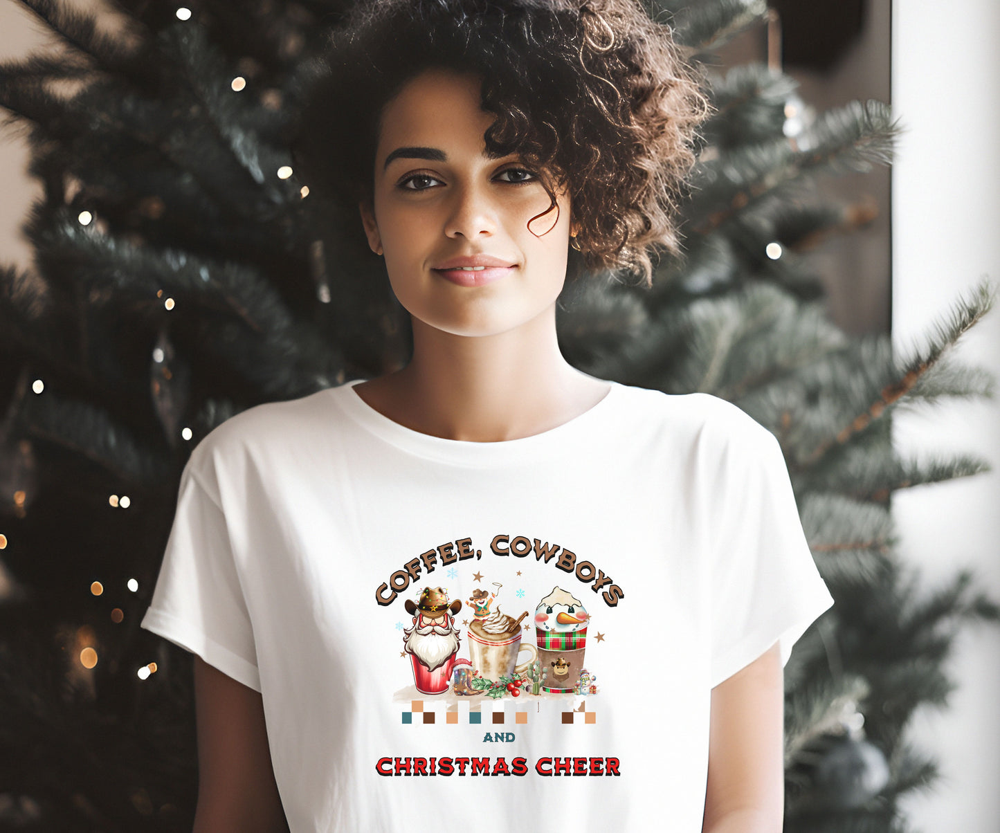 Coffee, cowboys and christmas cheer, western Christmas shirt