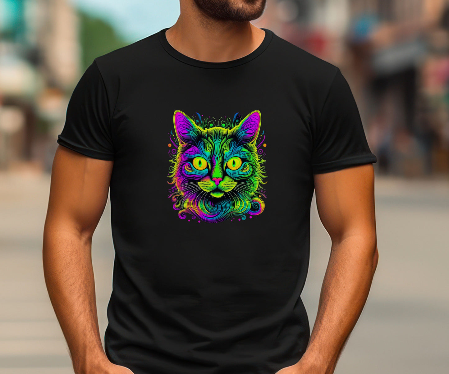 Cat shirt, colorful shirt for cat lover, graphic shirt