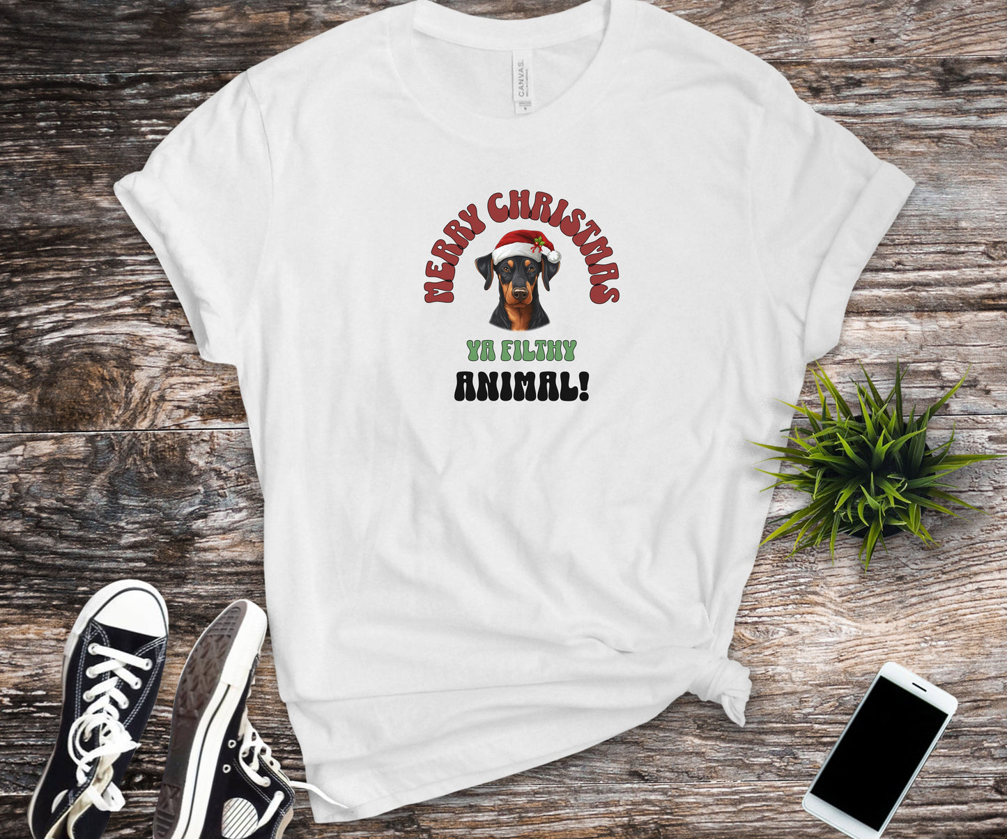 Merry Christmas ya filthy animal, funny doberman christmas shirt