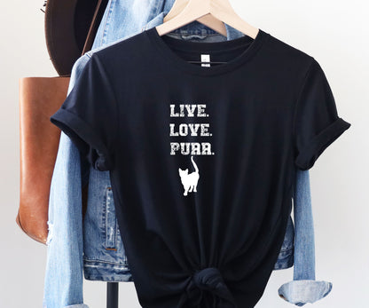 Live love purr, cat lover shirt, cat shirt, cat shirt for women, gift for cat lover