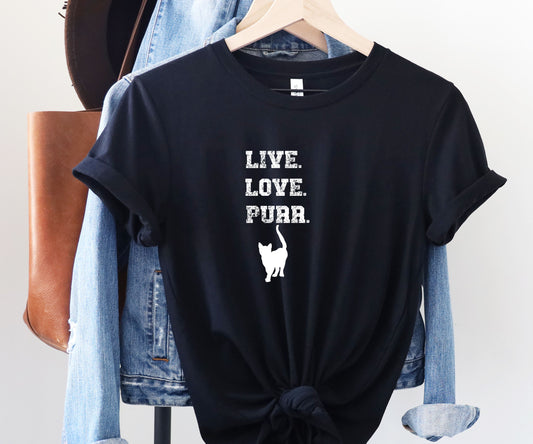 Live love purr, cat lover shirt, cat shirt, cat shirt for women, gift for cat lover