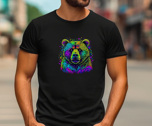 Colorful, psychedelic bear shirt