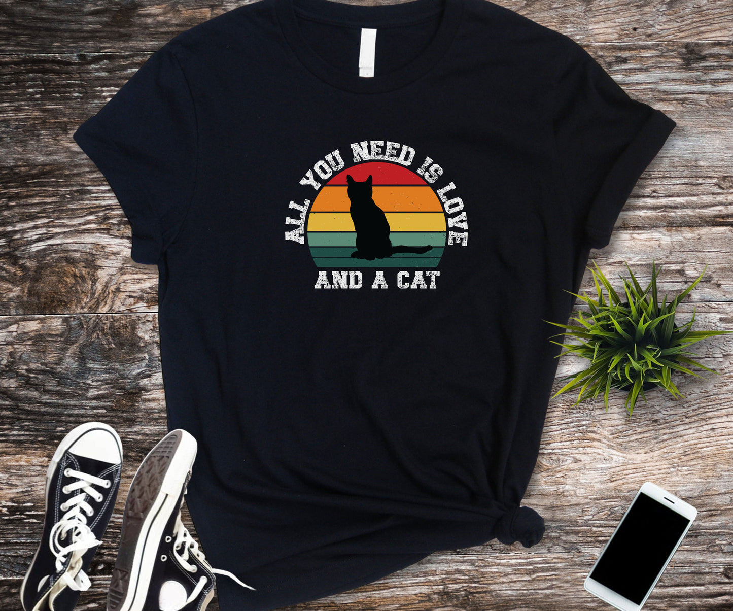 All you need is love and a cat, cat lover shirt