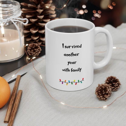 I survived another christmas with family, funny christmas mug