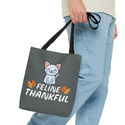 Feline thankful tote bag, cat Tote Bag, Thanksgiving cat tote bag