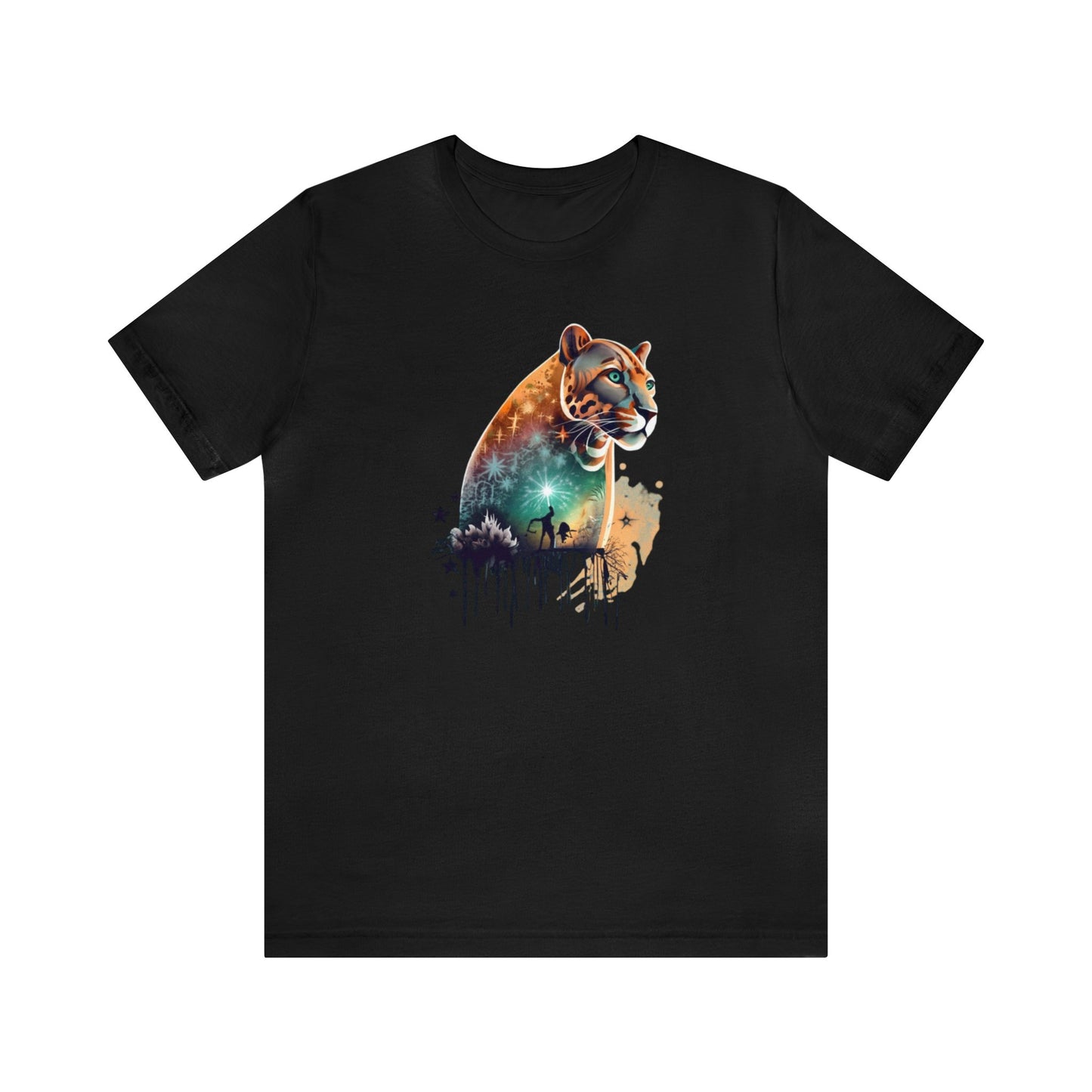 Panther shirt, colorful shirt, graphic tee, animal lover shirt, watercolor shirt