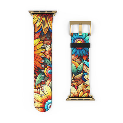 Sunflowers Faux Leather Apple Watch Band