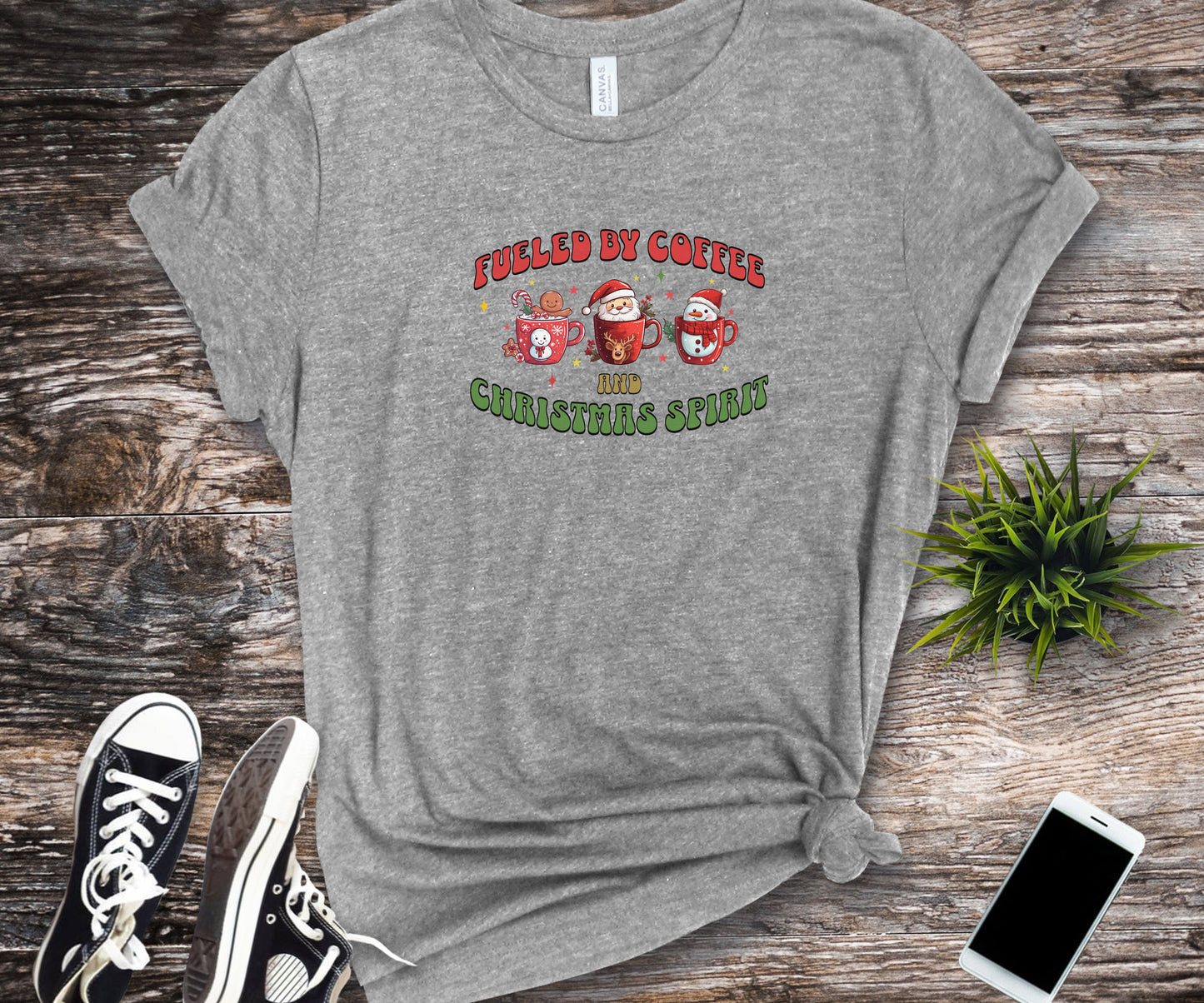 Fueled by coffee and christmas cheer, christmas coffee shirt