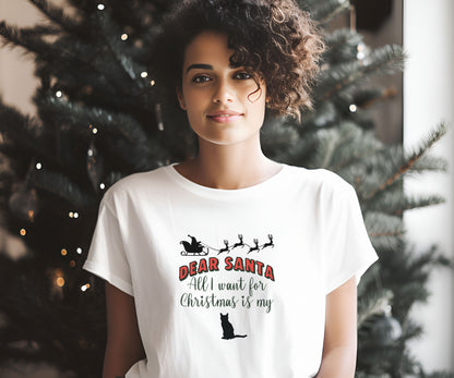 Dear santa, all i want for christmas is my cat, Christmas cat shirt