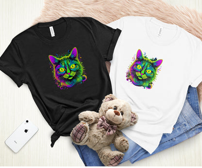 Cat shirt, colorful shirt for cat lover, graphic shirt