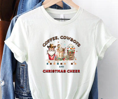 Coffee, cowboys and christmas cheer, western Christmas shirt