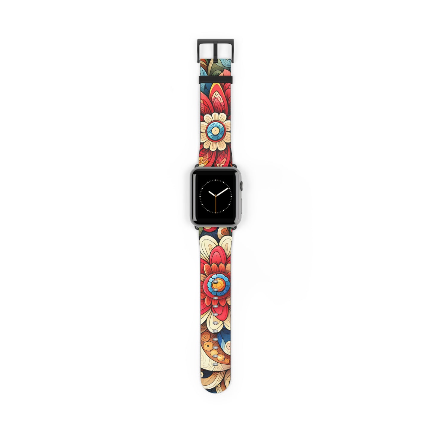 Colorful Flowers Faux Leather Apple Watch Band