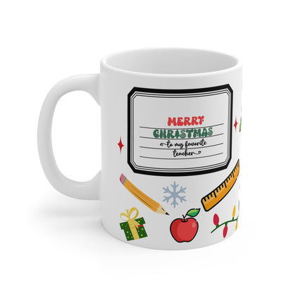 Christmas teacher mug, christmas gift for teacher, Ceramic Mug 11oz