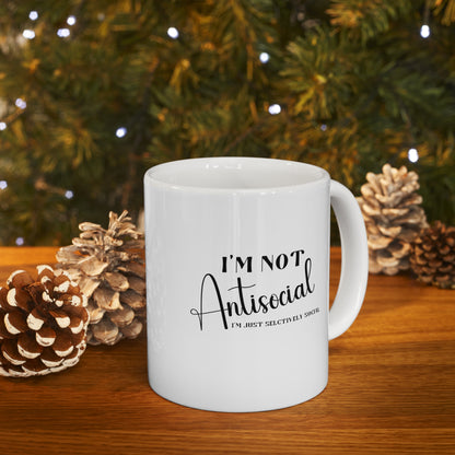 Antisocial mug, funny ceramic mug for introverts