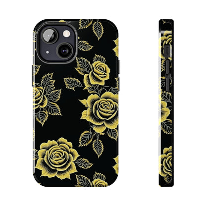 gold rose iphone case, black iphone case, Tough iPhone Case