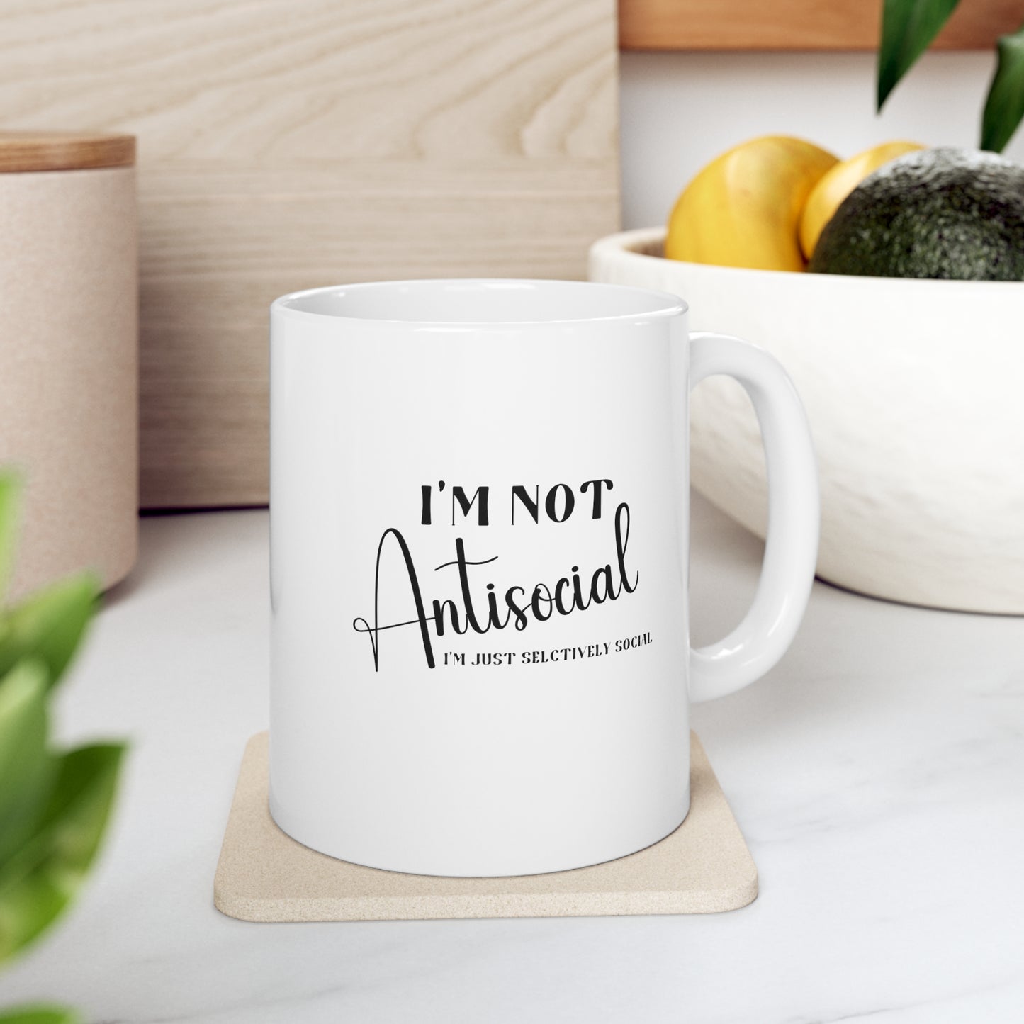 Antisocial mug, funny ceramic mug for introverts