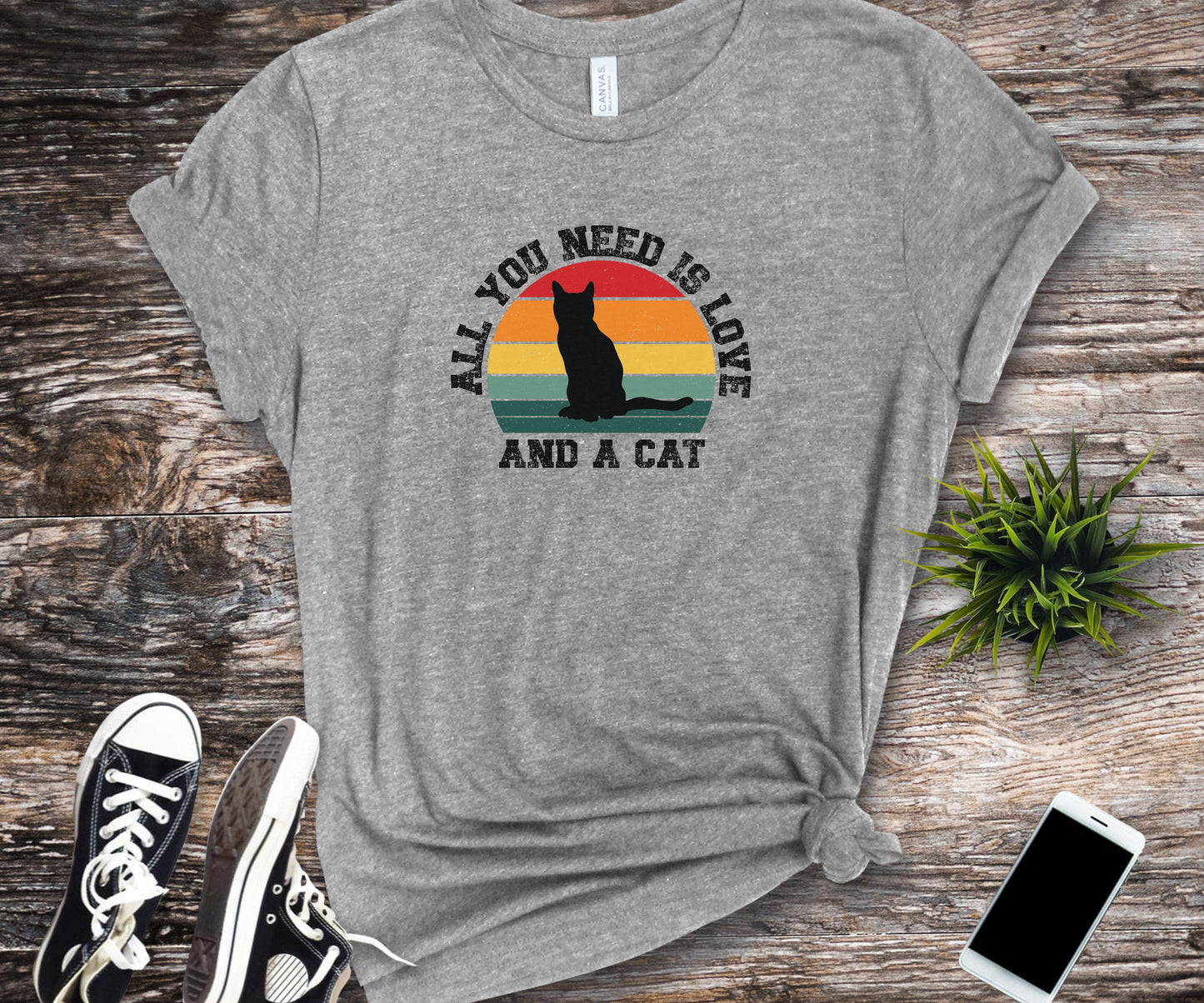 All you need is love and a cat, cat lover shirt