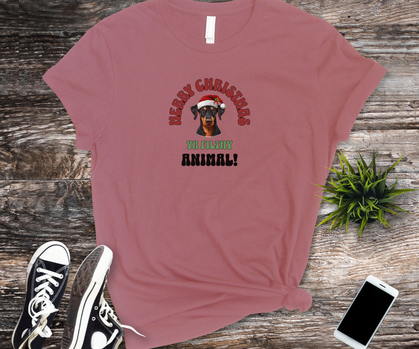 Merry Christmas ya filthy animal, funny doberman christmas shirt