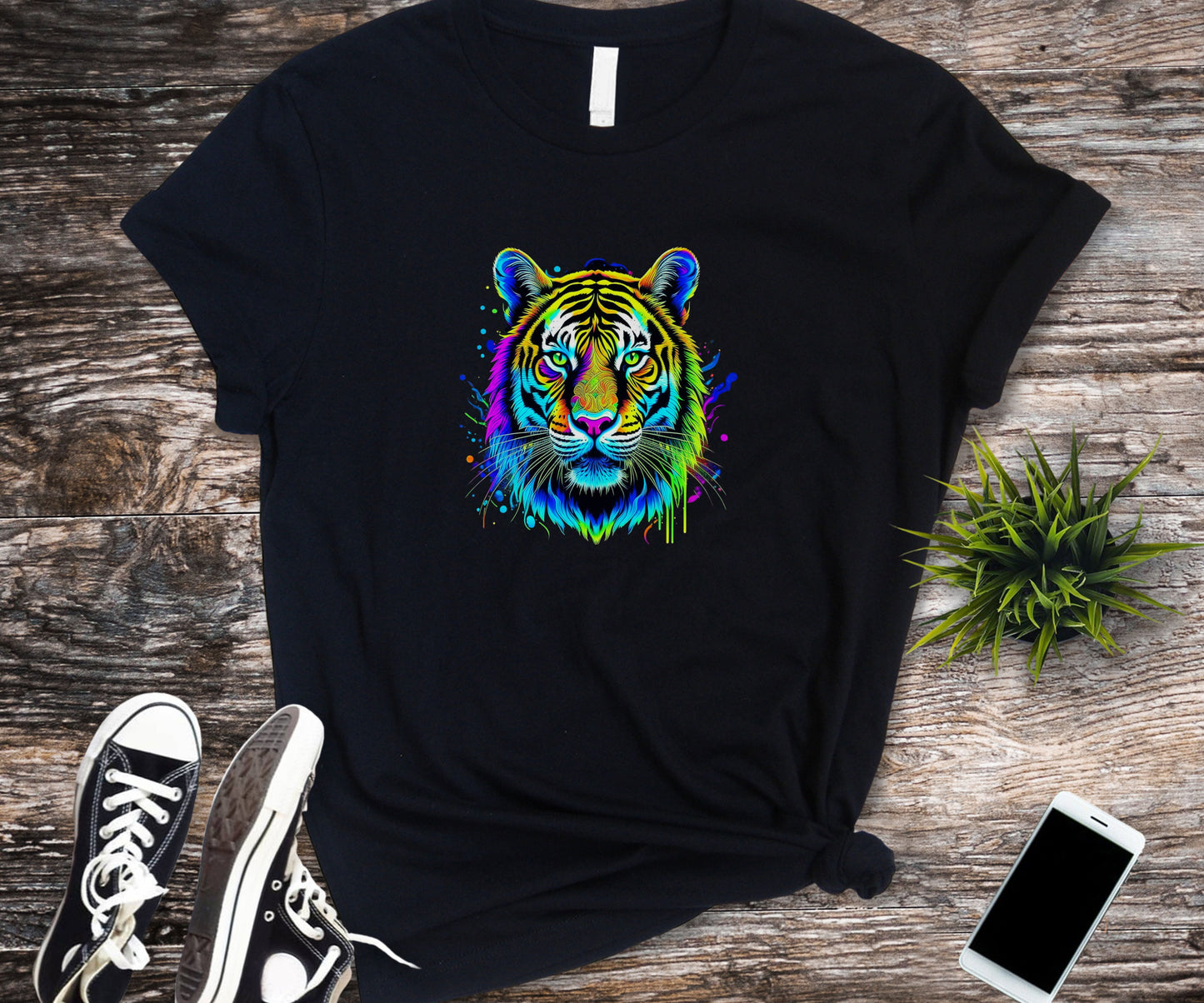 tiger shirt, colorful shirt, psychedelic shirt, animal print shirt,  graphic tee, animal lover shirt