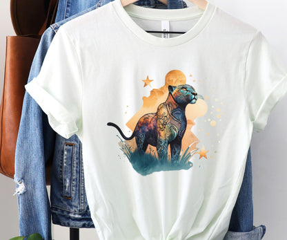 Panther shirt, colorful shirt, graphic tee, animal lover shirt