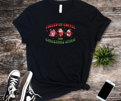 Fueled by coffee and christmas cheer, christmas coffee shirt