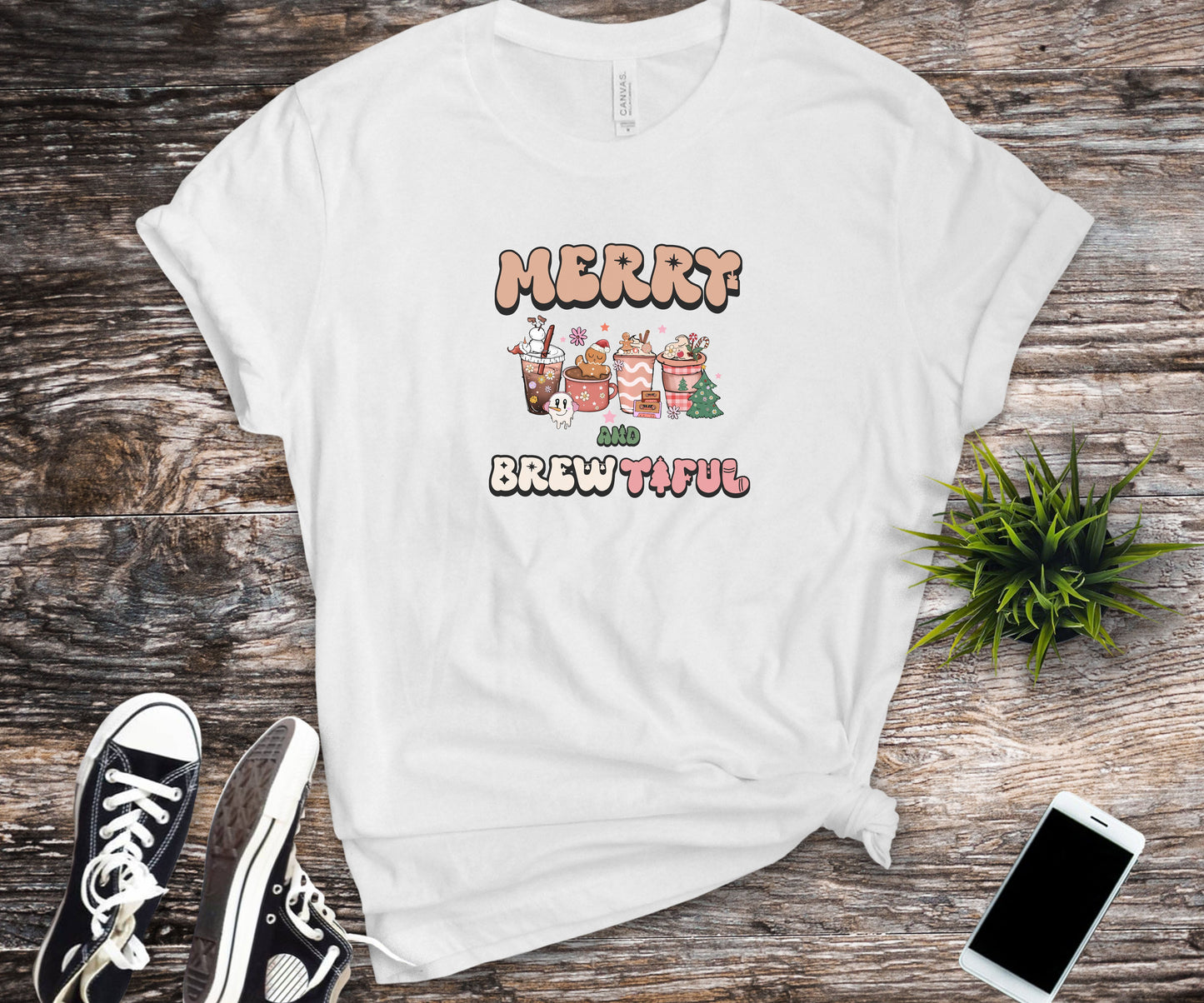 Merry and Brew-tiful, coffee lover shirt, christmas coffee shirt