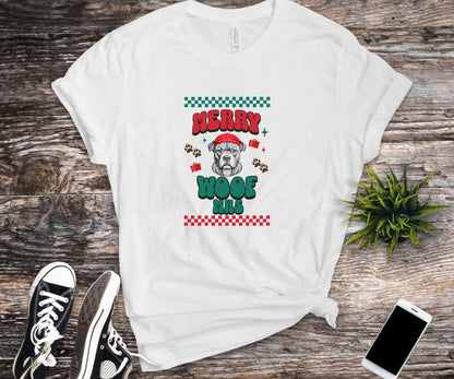 Merry Woofmas, pitbull lover shirt, christmas pitbull shirt