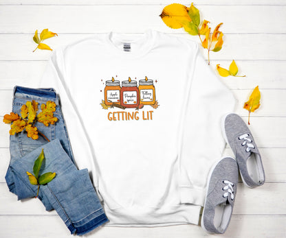 Getting lit, funny thanksgiving sweatshirt