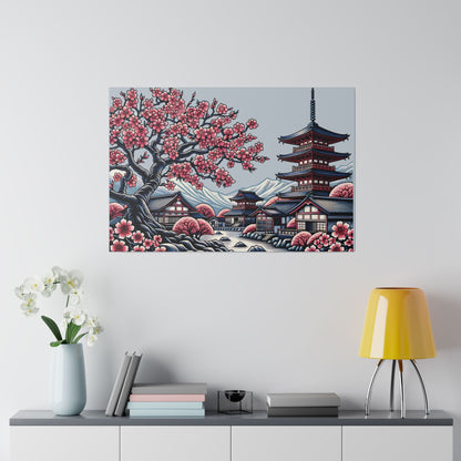 Japanese village Print Matte Canvas, Stretched, 0.75"