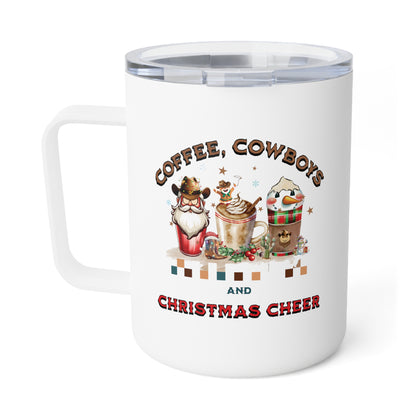 Western Christmas mug, Stainless steel insulated coffee mug, 10oz