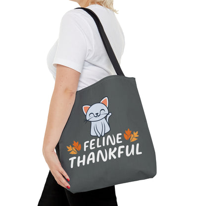 Feline thankful tote bag, cat Tote Bag, Thanksgiving cat tote bag