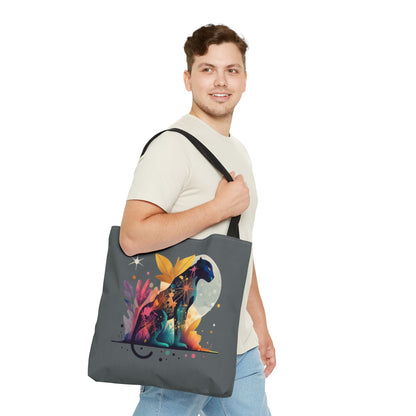 black panther Tote Bag, colorful panther tote bag