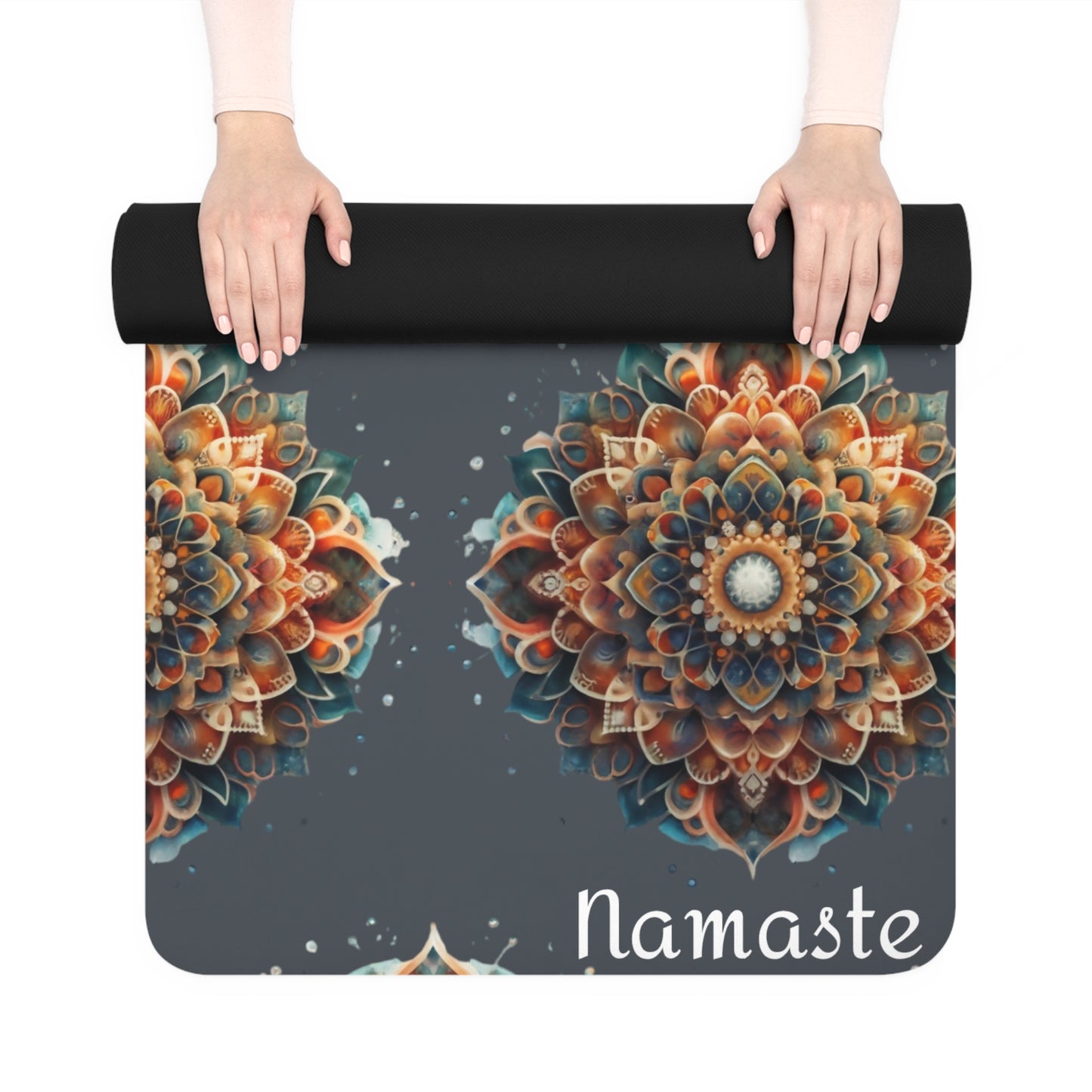 Mandala Rubber Yoga Mat, Namaste