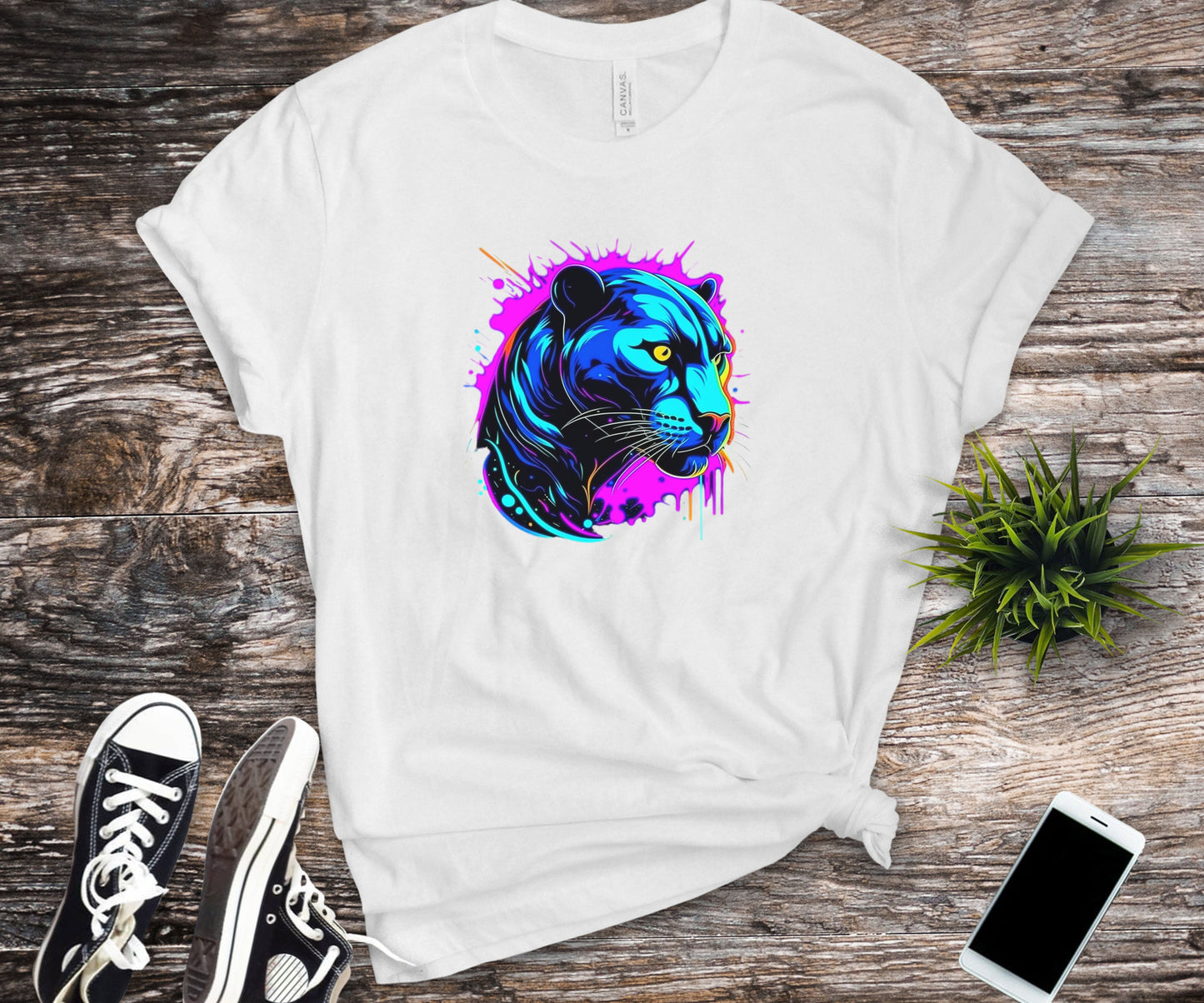 Panther shirt, colorful shirt, psychedelic shirt