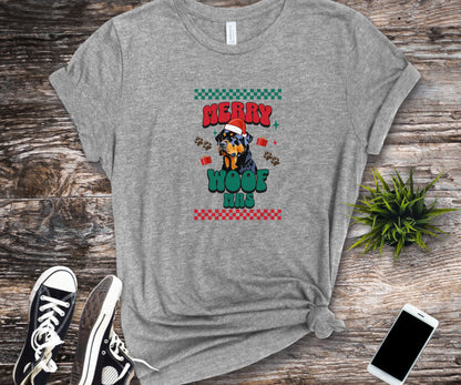 Merry Woofmas, Rottweiler lover shirt, christmas Rottweiler shirt